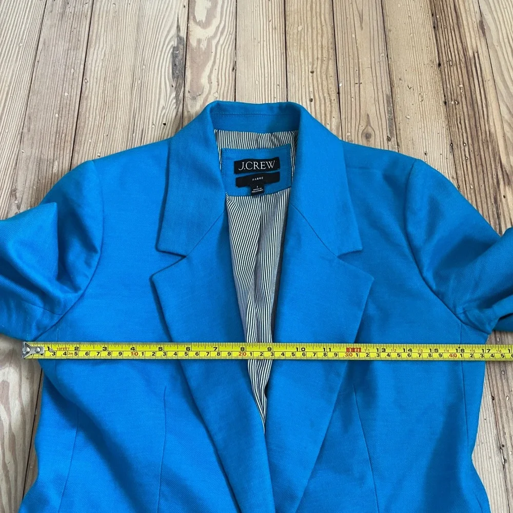 J.Crew Parke Blazer Womens 2 Blue Linen Blend Single Button Tailored Jacket